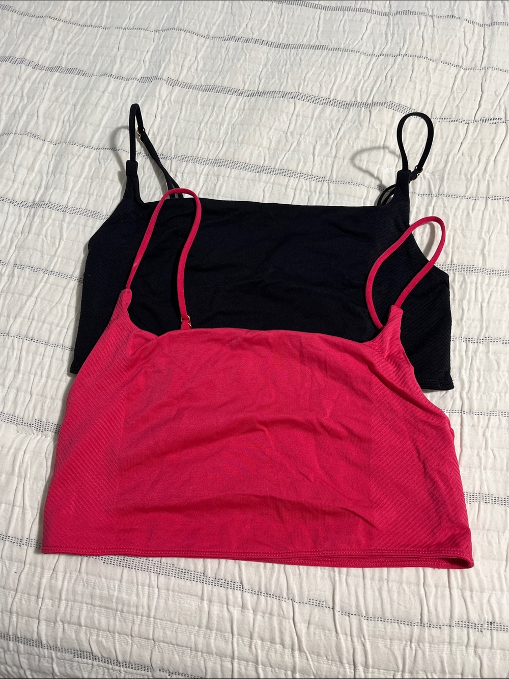 Anthropologie Black & Pink Ribbed Bralette Camisole Set.